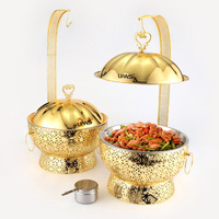 Chauffe-plats suspendus en or de luxe, chauffe-plats pour buffet de mariage, casserole en acier inoxydable avec chauffe-plats chauffés à l'alcool