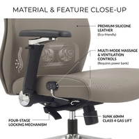 Fauteuil de bureau de direction moderne de luxe avec coussin de siège ventilé, fauteuil de bureau pivotant USB pour usage professionnel