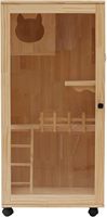 Grand condo pour chat en bois, maison pour chat avec roues verrouillables, porte en verre ventilée, enclos pour chats d'intérieur/extérieur