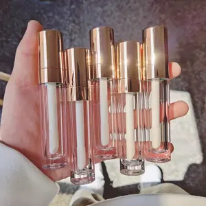 Thấp Moq Mũm Mĩm Rỗng Rose Gold Lip Gloss Container Ống Độc Đáo Rõ Ràng Lipgloss Ống Son Môi Container