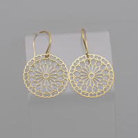 Dernier design Boucle d'oreille tendance, breloques rondes, motif floral, boucles d'oreilles pendantes, bijouterie d'usine