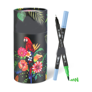 Marcatori a 48 colori per libri da colorare per adulti senza sanguinamento-Duo punta penne artistiche, pennarello da colorare Fine e pennello per calligrafia per adulti - Product Image 1