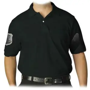 新款男士刺绣补丁保安制服黑色马球衫全尺寸