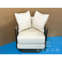 Nouveaux produits : Fauteuil individuel moderne en tissu lin beige pour salon ou villa, avec coussins décoratifs