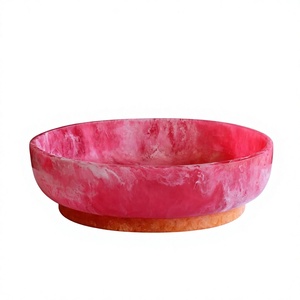 ชามเรซิ่นทรงกลม น้ำหนักเบา ทำมือ สีชมพูลายหินอ่อน ของตกแต่งบ้าน งานฝีมือ NOUSHAD HANDICRAFTS ลายเทวดา - Product Image 1