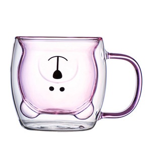 Tasses à café en <span class=keywords><strong>verre</strong></span> pour enfants mignonnes à <span class=keywords><strong>double</strong></span> <span class=keywords><strong>paroi</strong></span> isolées de <span class=keywords><strong>250</strong></span> <span class=keywords><strong>ml</strong></span>, tasses à café en <span class=keywords><strong>verre</strong></span> pour enfants avec poignée - Product Image 4