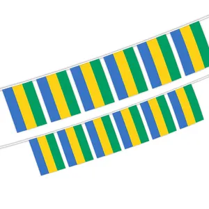 Gabon String Vlag Polyester Stof Nationale Landvlag Voor Verjaardagsfeest Festival Decoratie