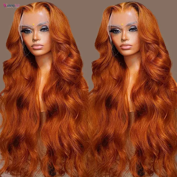 Body Wave 13x6 Ginger Orange Pre Plucked HD Lace Front Glueless Human Hair Wig Colored Lace Frontal Wig To Wear For Women