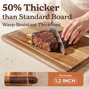 Planche à découper en bois d'acacia extra large de 17 x 12 pouces, épaisse, avec rainure profonde pour le jus, <span class=keywords><strong>bloc</strong></span> de boucher pour la viande de dinde, charcuterie - Product Image 3