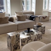 Table basse en marbre violet Calacatta pour salon, plateau de luxe en marbre violet, meuble en pierre
