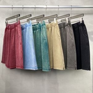 High Quality 400g Bead Cotton Batik Wash Men's <b>Shorts</b> Retro High Street Fashion Brand Custom Logo Trendy Water Do Old <b>Trousers</b> - Product Image 1