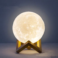 Lampe Lune Douce, Veilleuse Étoilée, Lampe d'Ambiance Planète pour Chevet, Décoration Luminousite Tactile pour la Maison