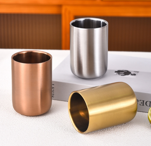 Vaso de Acero Inoxidable 304 Cepillado de 220ml/300ml, Color Plata, Oro y Oro Rosa, para Café, Cerveza Helada, Jugo, Uso en Casa, Bar o Cafetería - Product Image 1