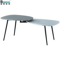 120cm extra longue skinny gris et blanc kd DMF plateau noir revêtement table basse table centrale de Chine