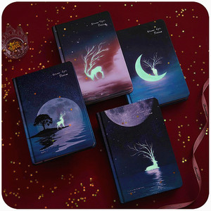 LABON noche luminosa libro de tapa dura fantasía bosque diario cielo Color página diario cuaderno manual - Product Image 4