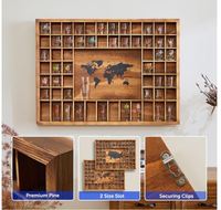 Grande vitrine en verre à liqueur de carte du monde 60 emplacements support en bois brun rustique pour salons bars cave à vin bijoux pierres coquille