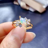 Factory Wholesale Natural Opal Marquise Cut Gold Classic Wedding Engagement Ring 925 Silver Jewelry CMA for Retailers Dropship