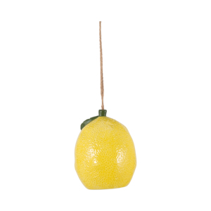 Mangiatoia per uccelli a forma di limone in ceramica, decorazione da appendere all'aperto per giardino o finestra - Product Image 3