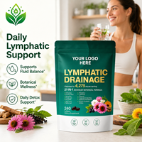 Complément alimentaire botanique 21-en-1 pour le soutien lymphatique, 4275 mg équivalents par portion, 240 gélules molles, sans gluten, sans produits laitiers, non OGM