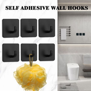 מתלה מקלחת מודרני, חזק במיוחד, עשוי נירוסטה + סגסוגת אבץ, עם 4 ווים, להתקנה על הקיר ללא סימנים, עם דבק חזק. - Product Image 5