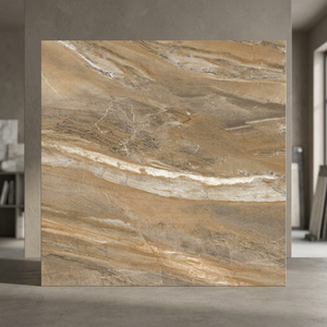 Azulejos de Porcelana con Efecto Mármol Vistaar Volcano Brown Onyx, 600x600mm, Acabado Brillante Pulido para Pisos - Product Image 4