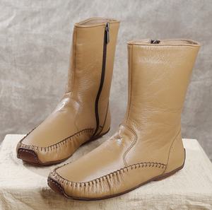 Mocassins à fermeture éclair pour femmes, personnalisés, de haute qualité, avec talons épais pour augmenter la taille, en cuir véritable - Product Image 2