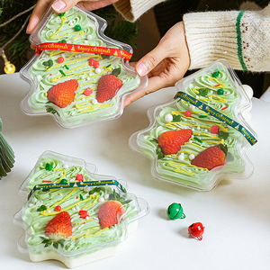 Trong kho dễ thương Cây giáng sinh hình hộp nhựa bán buôn Pastry dùng một lần rõ ràng Takeaway tráng miệng bánh kẹo thực phẩm <span class=keywords><strong>container</strong></span> - Product Image 3