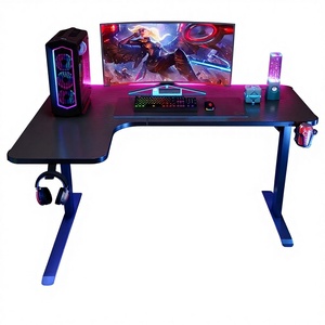 Escritorio para Juegos en Forma de L, Blanco y Negro, con Luces LED RGB, <span class=keywords><strong>Mesa</strong></span> para Computadora, para Silla de Escritorio <span class=keywords><strong>Gamer</strong></span>, Venta al Por Mayor - Product Image 5
