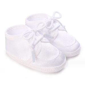Chaussures de baptême pour bébé nouveau-né en coton blanc doux et pur, chaussures pour tout-petits - Product Image 5