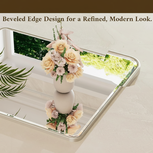 Miroir <span class=keywords><strong>de</strong></span> salle <span class=keywords><strong>de</strong></span> bain en verre trempé nickel brossé, bords biseautés, coins arrondis, design moderne pour lavabo, salon, <span class=keywords><strong>chambre</strong></span> à coucher - Product Image 6