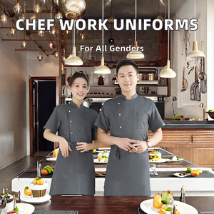 Tela tejida de alta calidad, ropa de trabajo de chef de pastelería de manga corta, uniformes de restaurante y bar diseñados para cocina trasera - Product Image 2