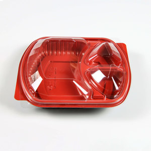 Conteneur d'emballage alimentaire jetable en <span class=keywords><strong>plastique</strong></span> PP écologique personnalisé à 3 compartiments <span class=keywords><strong>avec</strong></span> <span class=keywords><strong>couvercle</strong></span> en PET - Product Image 1