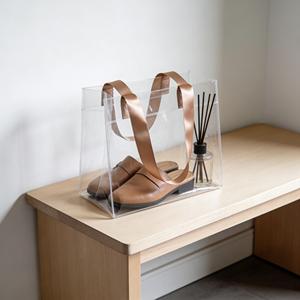 Sac fourre-tout en PVC transparent, imperméable, réutilisable, idéal pour un usage quotidien, les courses, les voyages, la plage, les trajets domicile-travail, le rangement, sac à main élégant et transparent - Product Image 6