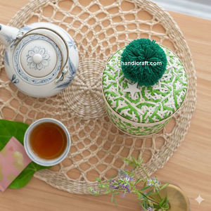 Caja de Regalo Circular de Bambú Moderna Hecha a Mano con Tapa para Ramadán Eid |   Cesta Tejida Ecológica para Dátiles y Chocolates Multiusos - Product Image 2