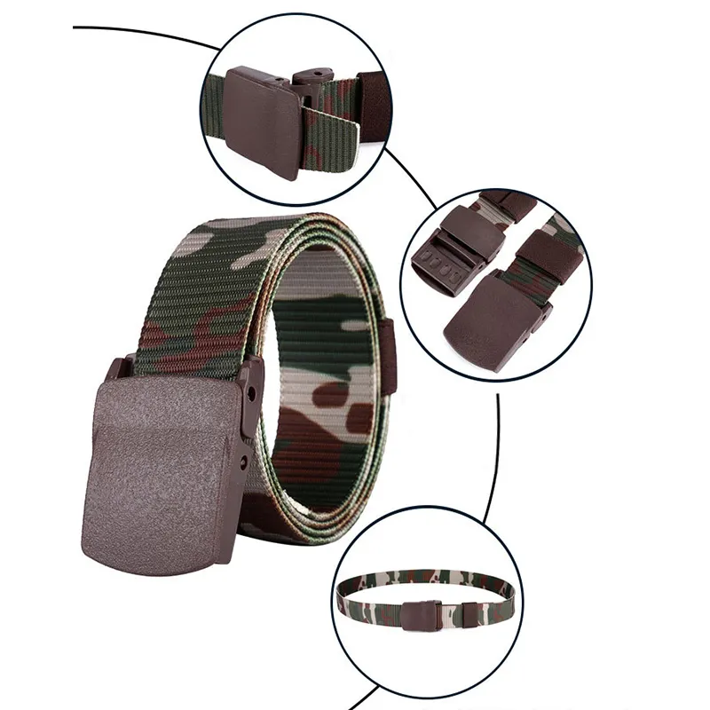 Benutzer definierte Marke Canvas Web Belt Military Style mit Camo Schnalle und Spitze Viele Farben