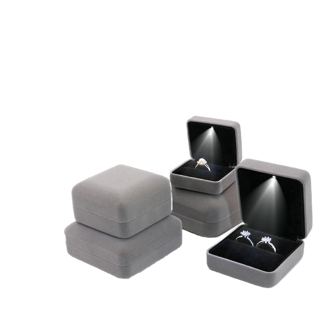 Custom Velvet LED Lighting Jewelry Case Ring Pendant Necklace Bracelet Earrings Storage Gift Organizer Premium Jewellery Box