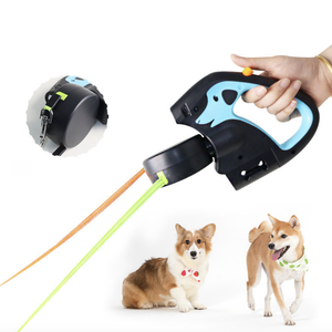 Correa Doble Retráctil para Perros con Luz LED Sólida de Lujo, Personalizada OEM, con Caja de Bolsas para Excrementos Desmontable de ABS+Nailon - Product Image 1