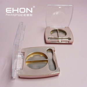 Square 2 Grids Empty Eyeshadow Case Transparent Lid Metallic <b>Makeup</b> <b>Compact</b> Palette With Brush Slot Custom Cosmetic Packaging - Product Image 5