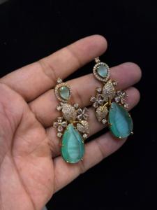 ต่างหูห้อยหิน monalisa ต่างหูเงินน้ำหนักเบาป้องกันการ SWat เครื่องประดับอินเดียแบบดั้งเดิมขายส่งเครื่องประดับ - Product Image 5