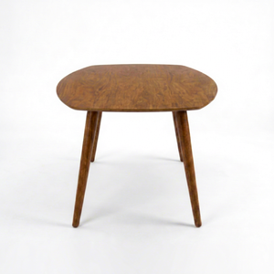 Table basse en bois de style européen moderne du milieu du siècle avec structure en acier inoxydable et pieds coniques pour le mobilier de salon - Product Image 1