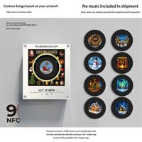 مغناطيس ثلاجة دوار بتصميم أسطوانة فينيل مع تقنية NFC ومشغل موسيقى بإطار أكريليك مضيء، هدية فريدة للعائلة بمناسبة عيد الميلاد