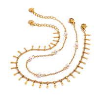 Nouveauté Artivelle, bracelet de cheville en acier inoxydable, style vacances, chaîne, perle d'eau douce naturelle