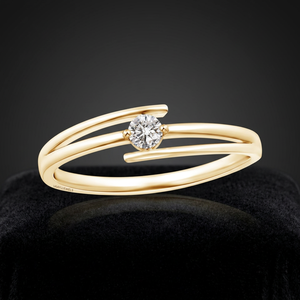 Anillo Minimalista con Diamante Cultivado en Laboratorio, Corte Redondo, Solitario Flotante, en Oro de 10K, 14K, 18K, Plata 925, 935 - Product Image 1