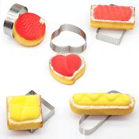 Edelstahl-Tortenring in Verschiedenen Formen: Rund, Herz, Oval, Dreieck - Gebäckformen für Französische Desserts, Mousse-Kuchen und Obstkuchen