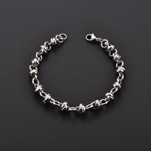 Pulsera de Acero Inoxidable con Eslabones Gruesos de 8MM y Nudos, Brazalete Creativo con Perlas Anudadas, Joyería Personalizada para Fiestas - Product Image 2