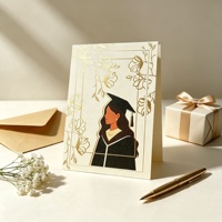 Cartes pliantes personnalisées estampées à chaud, impression dorée, cartes de vœux vierges avec enveloppe pour invitation de mariage et remerciement