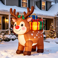Nouvelle Décoration de Noël Gonflable Renne et Bonhomme en Pain d'Épices en Tissu Oxford, Mignonne, pour Fêtes, Événements et Décoration Intérieure, Durable, Imperméable et Résistante au Soleil