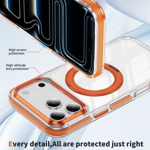 Funda transparente para teléfono móvil Senyork con marco metálico de colores de alta calidad y soporte magnético para iPhone 17 Pro Max - Product Image 4
