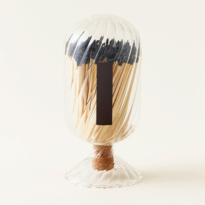 Cloche à <span class=keywords><strong>allumettes</strong></span> en verre soufflé à la main avec texture nervurée en spirale, pot à <span class=keywords><strong>allumettes</strong></span> transparent avec bouchon en liège et 120 <span class=keywords><strong>allumettes</strong></span> pour cheminée - Product Image 4