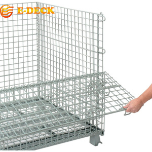 Contenitori di stoccaggio pieghevoli impilabili saldati bloccabili pieghevoli resistenti ad alta capacità della rete metallica d'acciaio - Product Image 2